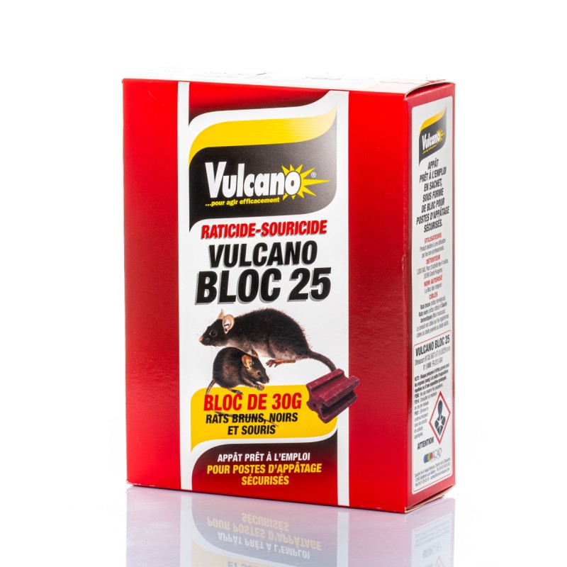 VULCANO BLOC 30G RATICIDE & SOURICIDE BOÎTE DE 240G (8 blocs)