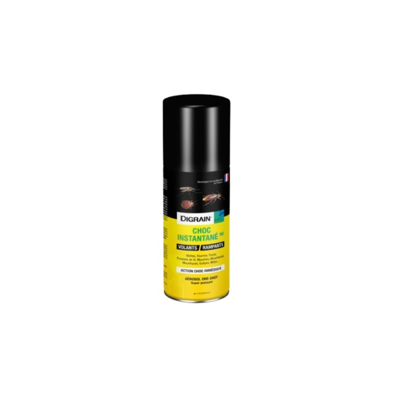 DIGRAIN AEROSOL ONE-SHOT ACTION INSTANTANEE 100ML (blattes / fourmis / puces / punaises de lit / mouches / guêpes / moustiques / mites alimentaires)