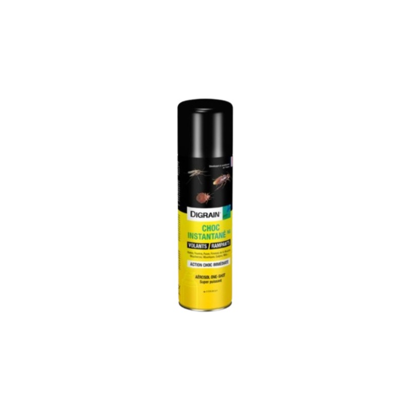 DIGRAIN AEROSOL ONE-SHOT ACTION INSTANTANEE 400ML (blattes / fourmis / puces / punaises de lit / mouches / guêpes / moustiques / mites alimentaires)